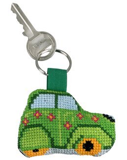 Broderikit Nyckelring Grön bil
