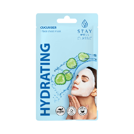 Stay Well Classic sheet mask - CUCUMBER Hydrating Ansiktsmask & peeling Dam 22G