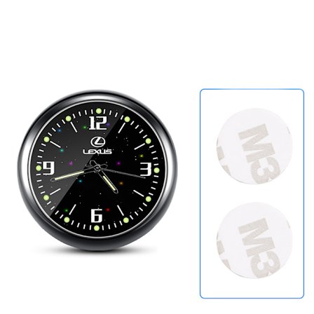 Billavlysende elektronisk klokke for bil, kvartsklokke, dekorativ klokke (Lexus), topakning