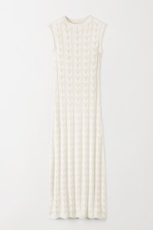 Soft Goat - Crochet Dress - Kleid aus Kaschmir - L - Off White