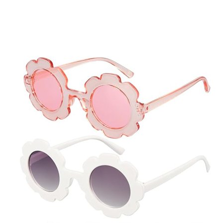 2-pakning runde solbriller med blomster, utendørs solbrillesett for barn