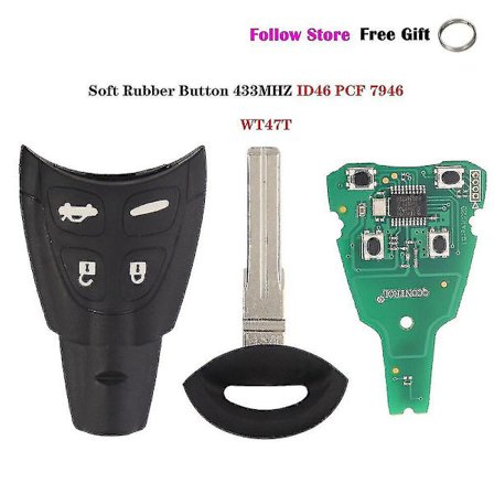 434MHz Smart Fjernbetjening Bilnøgle til Saab 93 95 9-3 9-5 2003-2010 LTQSAAM433TX ID46 Chip Udskiftning Blød Gummi Pad Etui