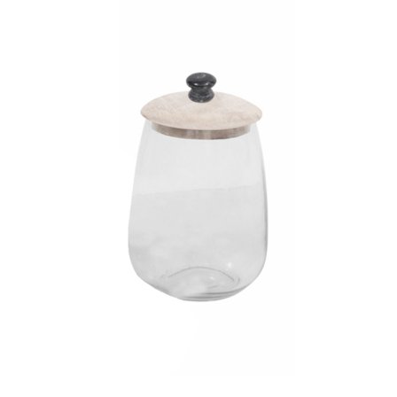 Glasopbevaringskrukke med hvidt trælåg, 14x14x20cm