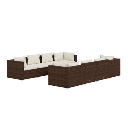Vidaxl Loungegrupp För Trädgården Med Dynor 9 Delar Konstrotting Brun