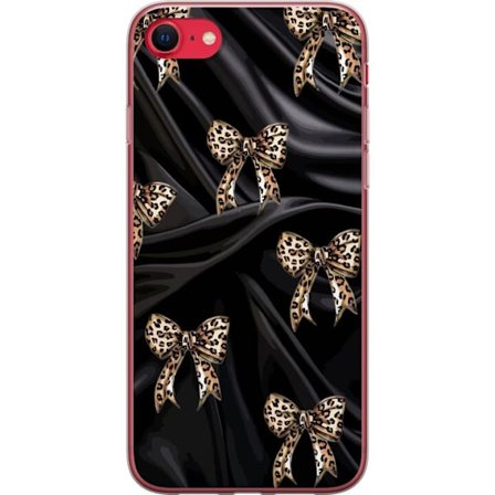 Kompatibel Mobilcover til Apple iPhone SE (2022) Leopardmønstrede bånd på sort silkebaggrund, luksuriøst mønster med glamour, eksklusiv stil og trendy