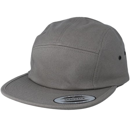 Yupoong - Grå 5panel Kasket - Grey 5-Panel @ Hatstore