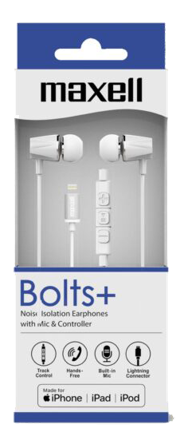 MAXELL Bolts + lightning connector EP with mic & controller
