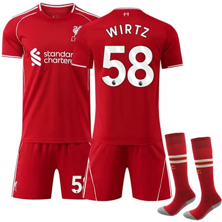 Ny 25-26 Liverpool Hemma Barn Fotbollströja Kit Nr 58 Wirtz