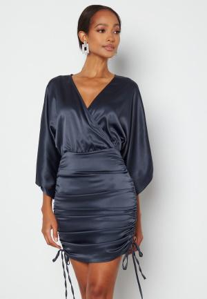 Bubbleroom - Kimberly Satin Dress 34 - Dark blue - Korta klänningar - Dam