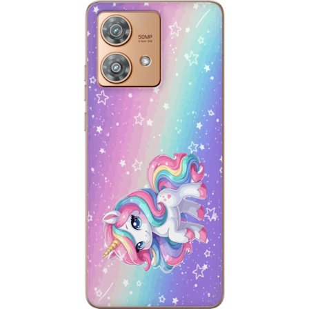 Kompatibelt Mobildeksel til Motorola Edge 40 Neo Stitch i polaroidrammer med blå pastelltoner og søte uttrykk i collage med hjerter