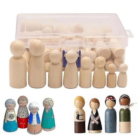 Trefigurer, 50 stk DIY Trefigurer Dukker, Humanoide Marionetter Barneleker Mannlige og Kvinnelige Dukkeleker Håndverk Kunst & Håndverk, 4 Størrelser..