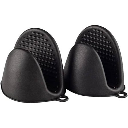 2 stk - Svart - Tykk silikon varmebestandig gryteklut for matlaging, baking, grill og grilling