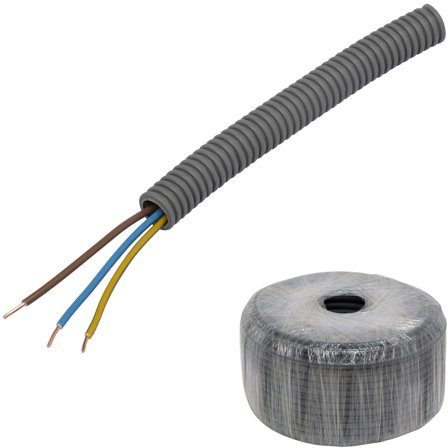 Pipelife EQ PowerFlex Kabel forhåndslagt, brannklasse D 16 mm x 100 m, 3G 1,5 mm², Stikkontakter & kabler