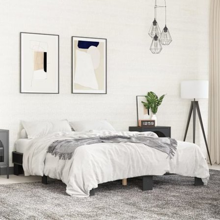 Sängram svart 150x200 cm konstruerat trä och metall