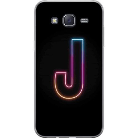 Kompatibel Mobilcover til Samsung Samsung Galaxy J5 Minimalistisk neonbogstav J i farveskiftende lys mod sort baggrund
