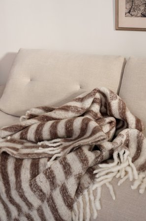 Jotex - Pledd i Ullmiks Brun /naturvit - ULLI - Kjøp Pledd hos Jotex