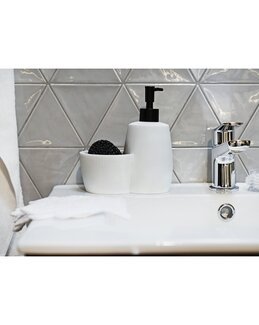 Diskmedel/tvålpump & skål av keramik, rengöringssvamp ingår Vit - Form Living