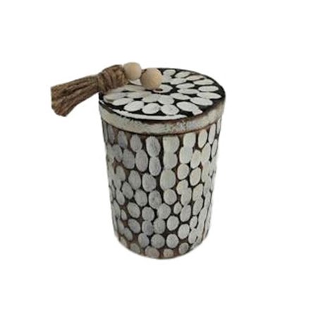 Puinen säilytyslaatikko 11x11x16cm – Ruskea ja valkoinen