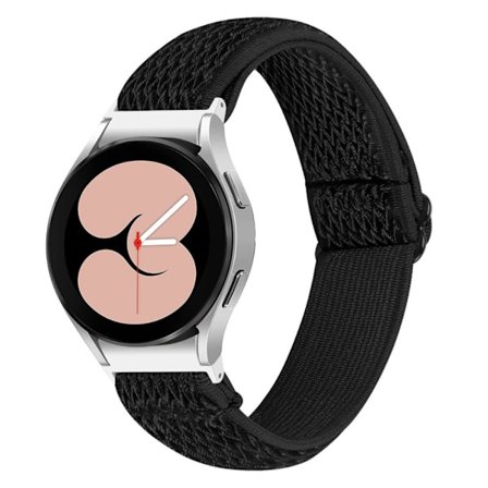 Samsung Galaxy Watch 5 40/44/Pro 45mm punottu nailonranneke, musta