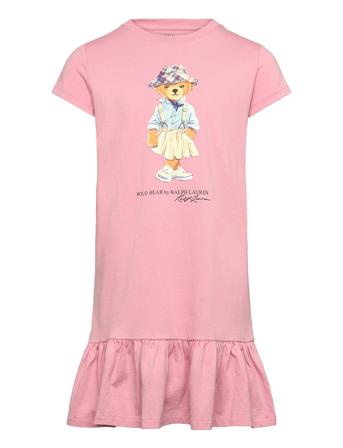 Polo Bear Cotton Jersey Tee Dress Dresses & Skirts Dresses Casual Dresses Short-sleeved Casual Dresses Pink Ralph Lauren Kids