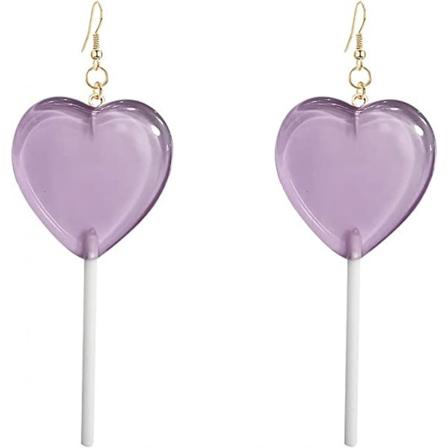 Søte og søte klare gjennomsiktige hjerte-smykker i harpiks med lollipopsmykker i harpiks, kostyme, trendy stil, smykker for kvinner og jenter