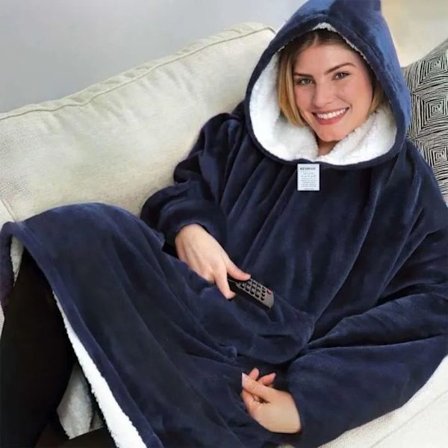Hoodie Dækken MTOWSUC Kvinder Mænd 120 cm Langærmet Plys Lazy TV Trøje Udendørs Varm Kjole