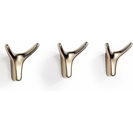 Sæt med 3 gyldne selvklæbende vægkroge til badeværelse og køkken