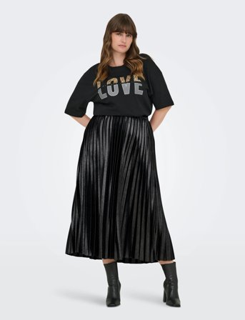ONLY Carmakoma Carlyon Pleated Shine Skirt Jrs Noos - Black - 50-52