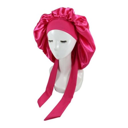 Silke Bonnet Naturligt krøllet hår Sleep Satin Bonnet rose rød