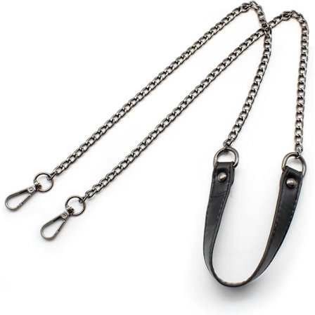 Håndtaske Kæde, Håndtaske Håndtag, Håndtaske Rem, Håndtaske Kæde, 1,2m Sort, Læder + Metal Kæde, til Håndtasker, Crossbody Tasker, Mini Tasker
