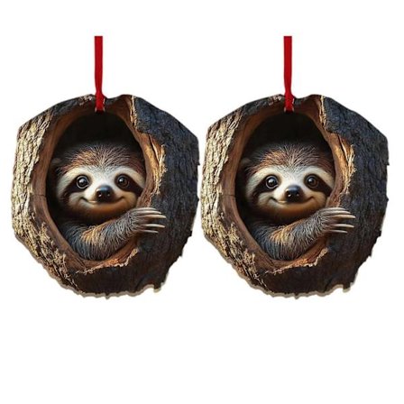 2 stk. Juletræspynt med dyr, 2D akryl skovdyrsdekoration, let at hænge, dyredekoration i træhul til kaminhylde, træ, krans