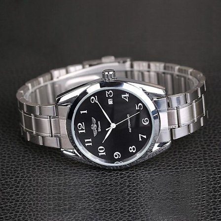 Automatisk mekanisk armbåndsur for menn i rustfritt stål med dagkalender