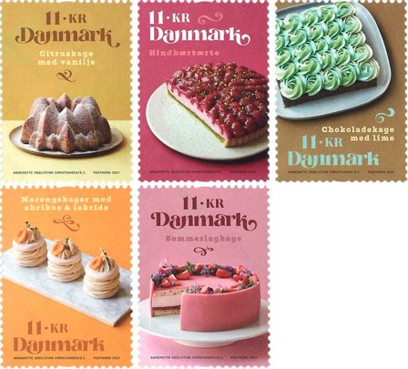Danmark - Kager - Postfrisk sæt 5v