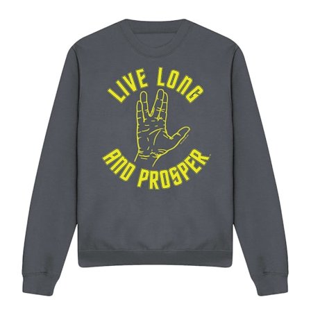 Star Trek Unisex Vuxen Live Long Hand Sweatshirt S Kolgrå