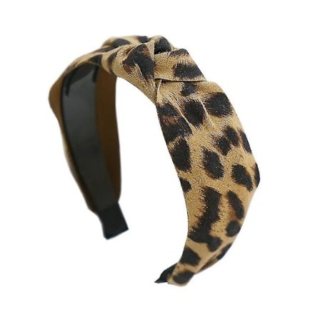 Dame Hårbånd Bue Bred Leopard Print Knude Knyttet Gepard Hårbånd Kryds Kryds Bue Hoved Wrap Hår
