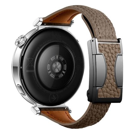 20mm Genuine Cow Leather Strap Samsung Galaxy Watch7 44mm / 40mm / Huawei Watch GT 3 42mm Litchi Texture Magnetic Watch Band - Tan