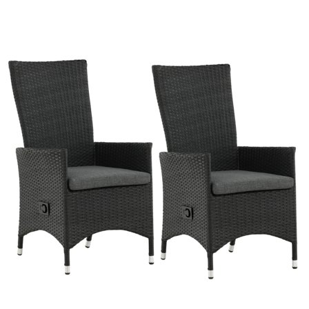 Venture Home Padova 7230-001 Karmstol 2-pack Svart/Grå, Utemöbler
