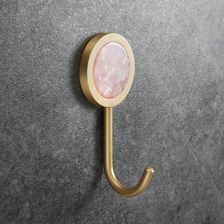 Stærk klæbende krog til badeværelsesdør, dekorativ massiv messing vægkrog, ingen hul vægmontering, skinnende guld fancy kroge (Rose Flower - 3 Pack)