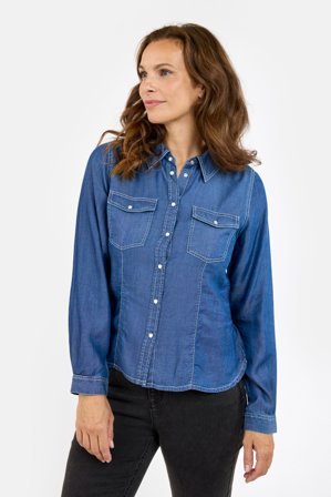 JENSEN - Langærmet Skjorte - Blå Denim