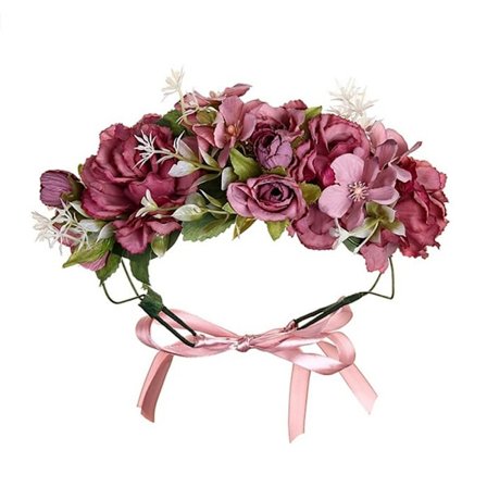 Blomster pandebånd Bohemian Flowers Wreath RØD