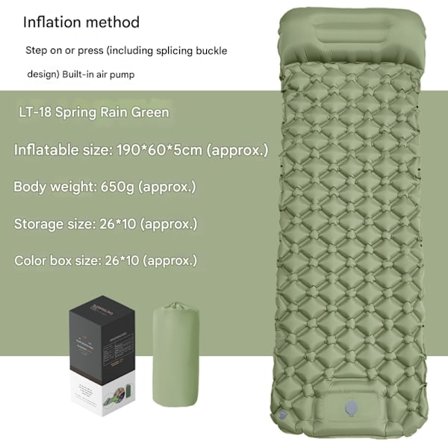 Selvoppblåsende campingmadrasser: Tykk og lett enkel campingmadrass, oppblåsbar og sammenkoblingsbar dobbel campingmatte og kompakt oppblåsbar