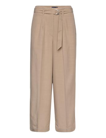 Wide Cropped Belted Pants Vide Bukser Beige GANT*Betinget Tilbud