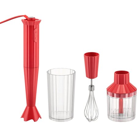 Alessi MDL10S Plissé stavmixerset, röd | Köksmaskiner > Stavmixer | Bagaren och Kocken