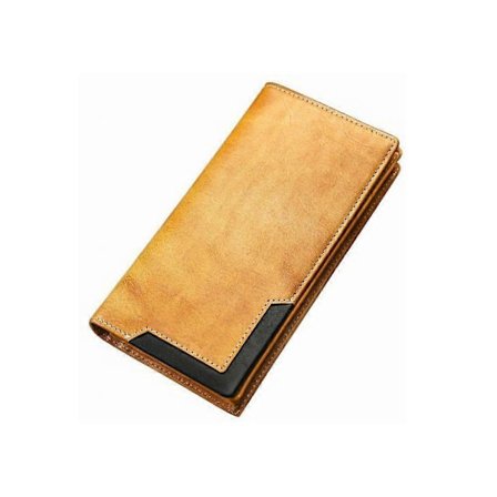 Upliftjoys Koskind Vintage Tegnebog Mænd Lang Læder Bifold Tegnebog til Far Mænd