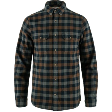 Fjällräven Men's Skog Slim Shirt Top in Dark Navy/Dark Oak | Size: 2XL, Organic Cotton