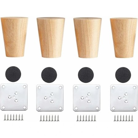 (pow yeah!) Tremøbler Ben, 4 Deler Massivt Tre Sofaben, Tresengben, Treskapsben for Sofa TV-skap Sofabord Sengeben, 6CM