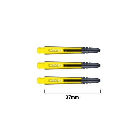 Winmau Vecta Shafts 37mm Polycarbonate Dart Shafts Intermediate Yellow/Black 2 Sets 6 Pieces Replacement Accessories