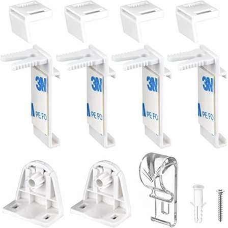 ING 11-delt Plissé Rullegardin Krog Tilbehørssæt, Punkteringsbestandigt Plisségardin, Let at Installere Monteringsbeslag