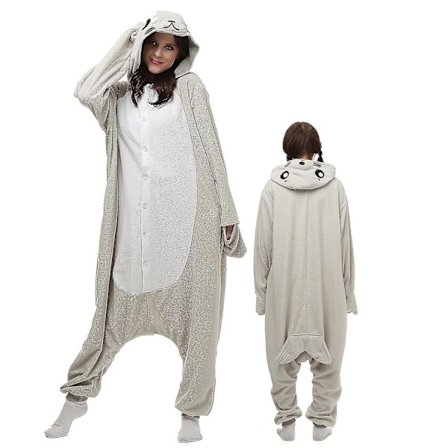 Grå sæl onesie til voksne kvinder og mænd dyre kigurumi pyjamas tegneserie pyjamas hjemmetøj halloween cosplay festkostume