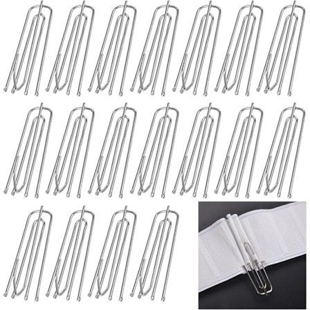 40 Stykker Gardinkroker i Rustfritt Stål, 4-Grenet Metall Gardinkroker, Kraftige Metallkroker, Plissékrok-Klemme, for Plisségardiner,